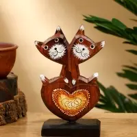 Сувенир "Кошачья парочка" дерево 8х5х15 см, цв. коричневый