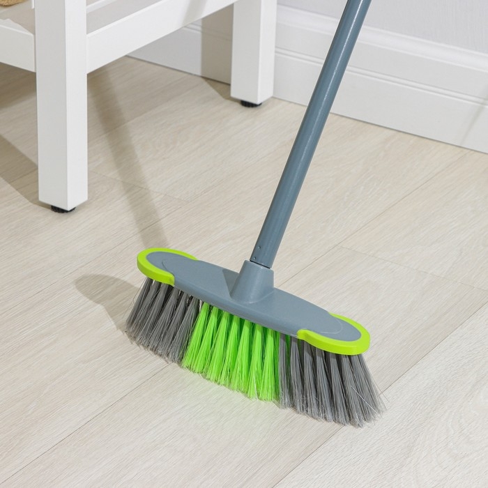Щётка для пола с отбойниками Доляна, черенок из нержавеющей стали, 27×6×126 см, цвет серый Щётка для пола с отбойниками Доляна, черенок из нержавеющей стали, 27×6×126 см, цвет серый