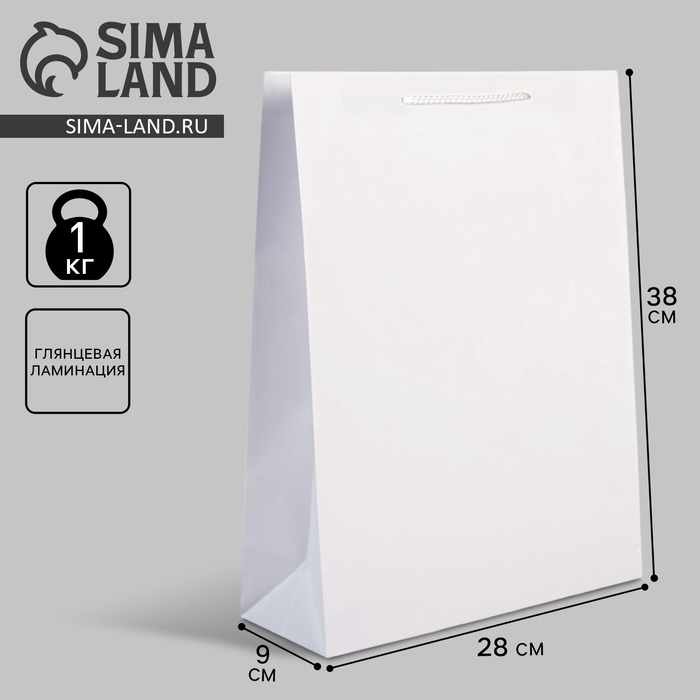 Пакет подарочный ламинированный, упаковка, «Белый», L 28 х 38 х 9 см Пакет подарочный ламинированный, упаковка, «Белый», L 28 х 38 х 9 см