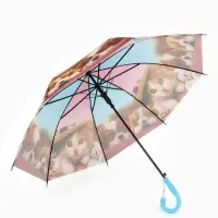 Зонт - трость детский &laquo;Зверюшки&raquo;, полуавтоматический, 8 спиц, R=41/47 см, d=82 см, МИКС