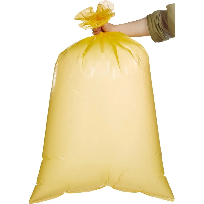 Мешки для мусора ПВД 120л 35мкм 10шт/рул желт 70х110см, Премиум