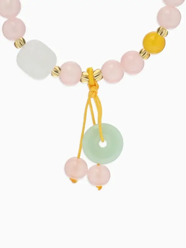 Браслет-оберег "Розовый кварц" нефрит, №8, цвет розовый