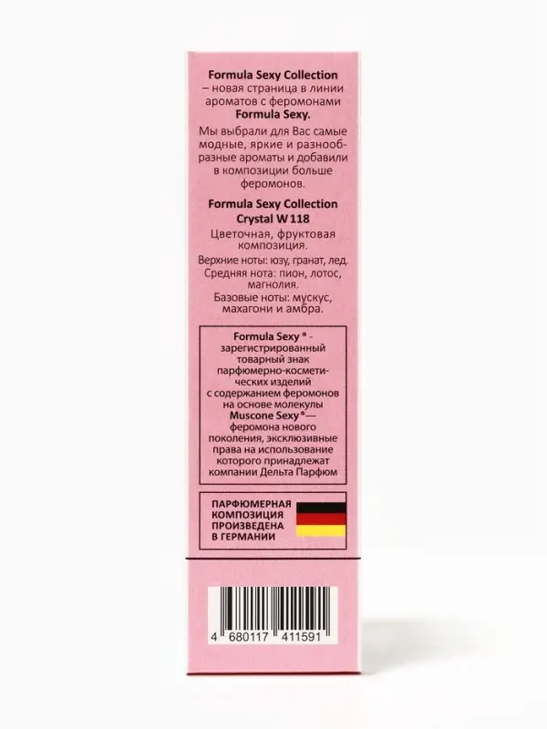 Туалетная вода женская с феромонами Formula Sexy collection Crystal W118, 30 мл