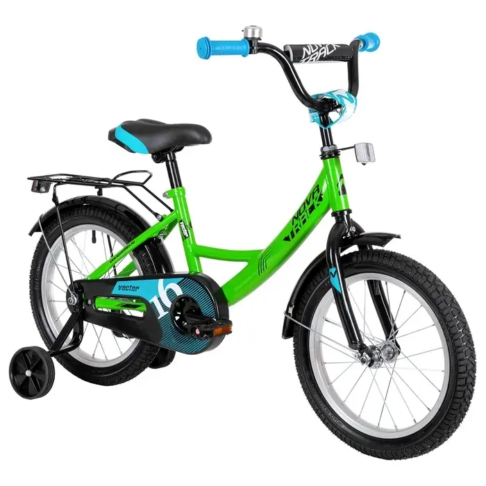 Велосипед детский Novatrack VECTOR, диаметр колёс 16", со съёмными колёсами, лаймовый