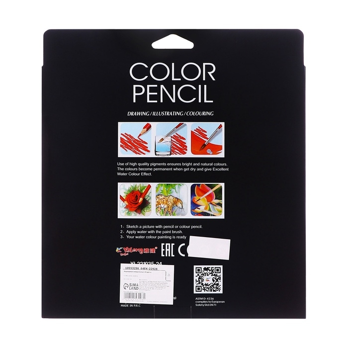 Карандаши акварельные 24 цвета, в картонной коробке, треугольные, дер,с кис,Животные МИКС Карандаши акварельные 24 цвета, в картонной коробке, треугольные, дер,с кис,Животные МИКС