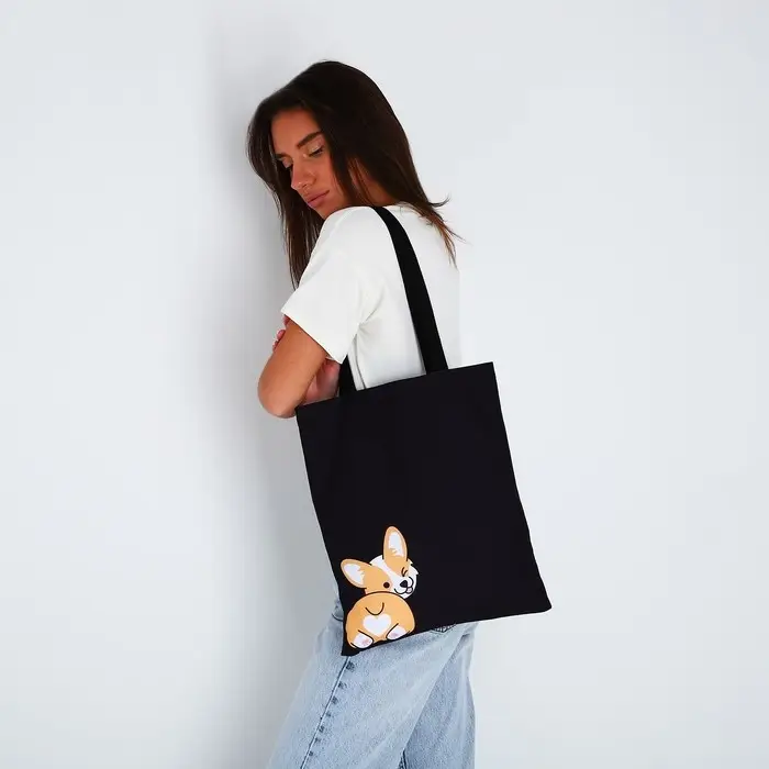 Сумка шопер &laquo;Корги&raquo;, чёрный