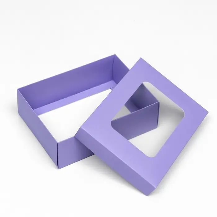 Коробка подарочная складная, упаковка, крышка-дно, с окном, сиреневая, 16,5 х 12,5 х 5,2 см Коробка подарочная складная, упаковка, крышка-дно, с окном, сиреневая, 16,5 х 12,5 х 5,2 см