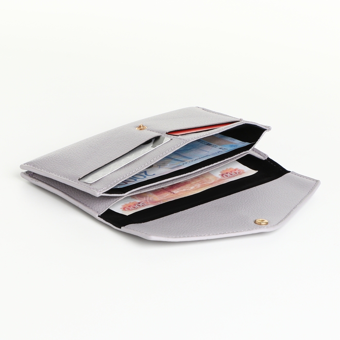 Кошелёк женский на кнопке, цвет серый