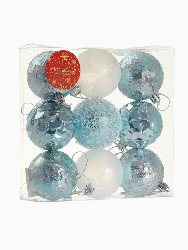 Ёлочные игрушки &laquo;Ренна&raquo;, шары новогодние, d=6 см, набор 9 шт., белый зелёный