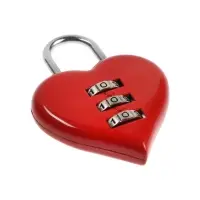 Замок навесной кодовый ТУНДРА &laquo;Сердце&raquo;, красный
