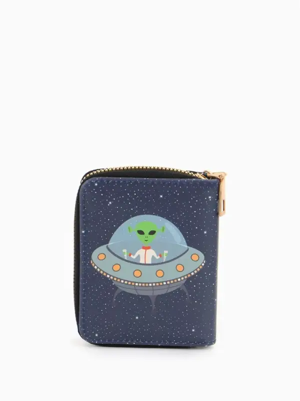 Кошелёк на молнии Выбражулька, 8.5&times;2.5&times;10.5 см, с принтом, синий