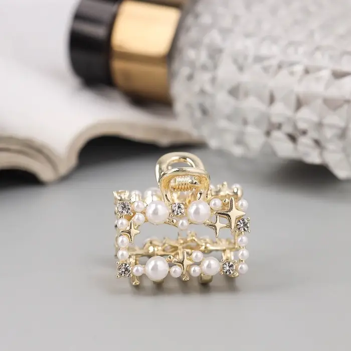 Крабик для волос &laquo;Саманта галант&raquo;, прямой, 3 см, золотистый