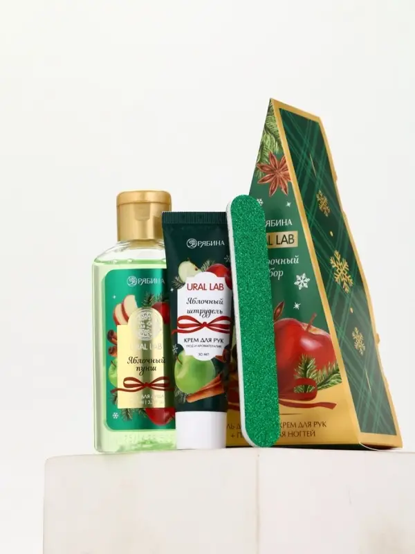 URAL LAB Арома Саунд Набор гель для душа, крем для рук и пилка для ногтей, яблоко URAL LAB Арома Саунд Набор гель для душа, крем для рук и пилка для ногтей, яблоко