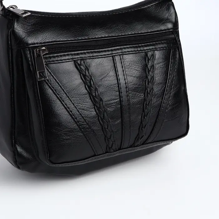 Сумка женская кросс-боди на молнии, 20&times;8.5&times;15 см, однотонная, чёрная