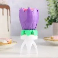 Свеча для торта музыкальная &laquo;Тюльпан&raquo;, крутящаяся, фиолетовая, 14.5&times;6 см