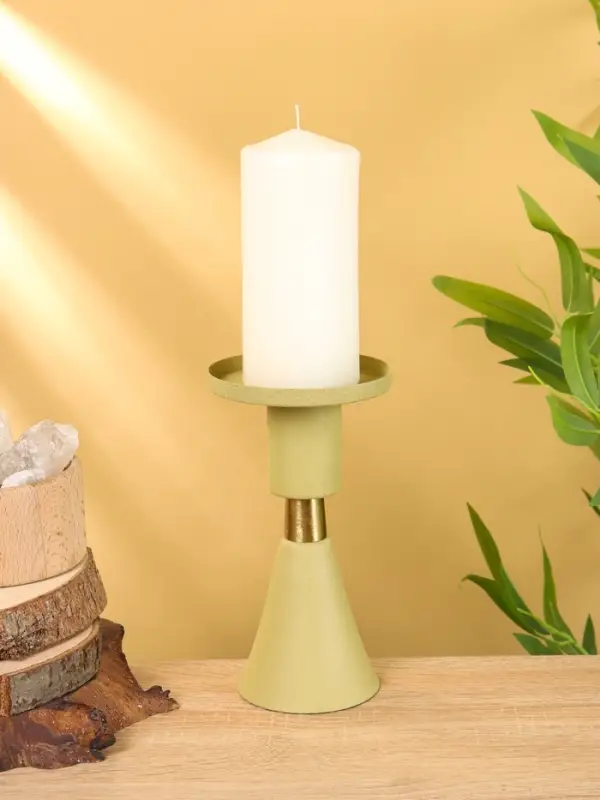 Подсвечник на 1 свечу текстурный "Оливковый" 10,5х10,5х19,5 см