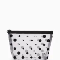 Косметичка DOTs, с рисунком, сетка, на молнии, белая