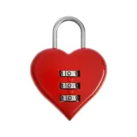 Замок навесной кодовый ТУНДРА &laquo;Сердце&raquo;, красный