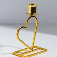 Подсвечник на 1 свечу &laquo;Сердце&raquo;, металл, d=2.3 см, золото, 5.8&times;9.3&times;14 см