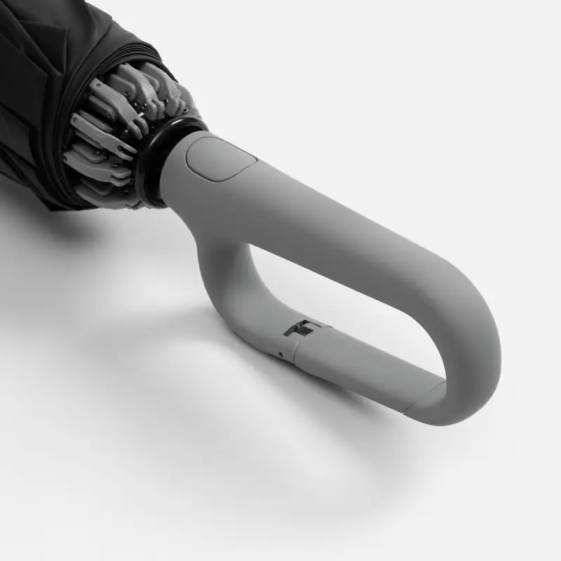 Зонт обратного сложения с ручкой-карабином Foldberry, серый