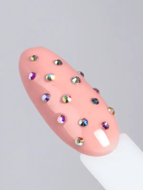 Стразы для декора, круглые, серебристые, голографические