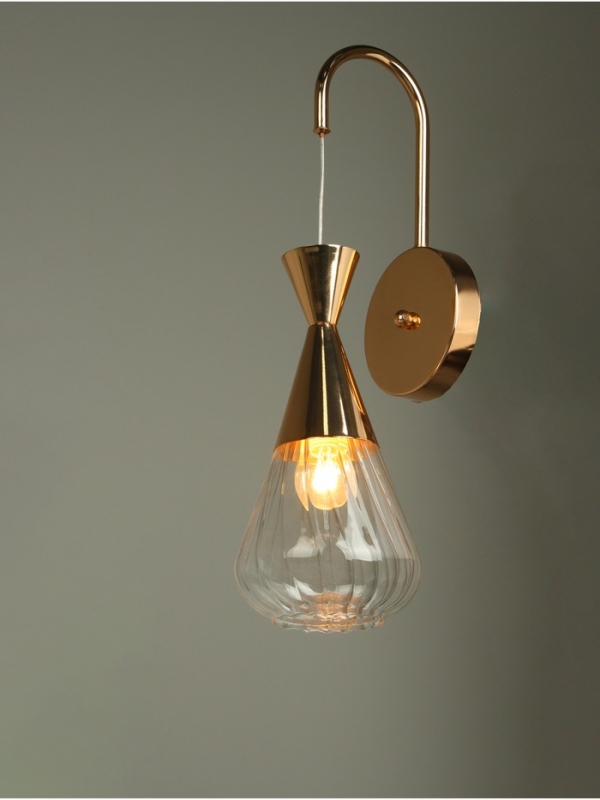 Бра «Луна» 1х40Вт Е27 золото 16,5х14х44см+100см