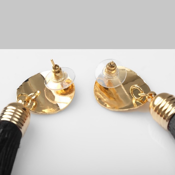 Серьги «Кисти» классика, цвет чёрный в золоте, L кисти 9,5 см Серьги «Кисти» классика, цвет чёрный в золоте, L кисти 9,5 см