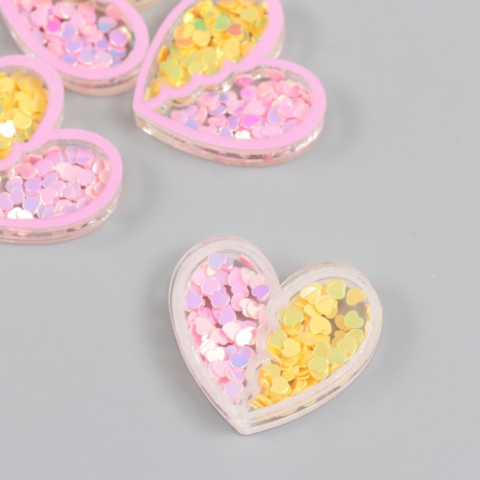 Шейкер для творчества акрил  Шейкер для творчества акрил "Сердечко" с глиттером 0,5х3,1х2,8 см набор 5 шт