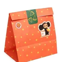 Пакет подарочный крафтовый со стикерами, Чебурашка, 3 шт., 18&times;22&times;12 см