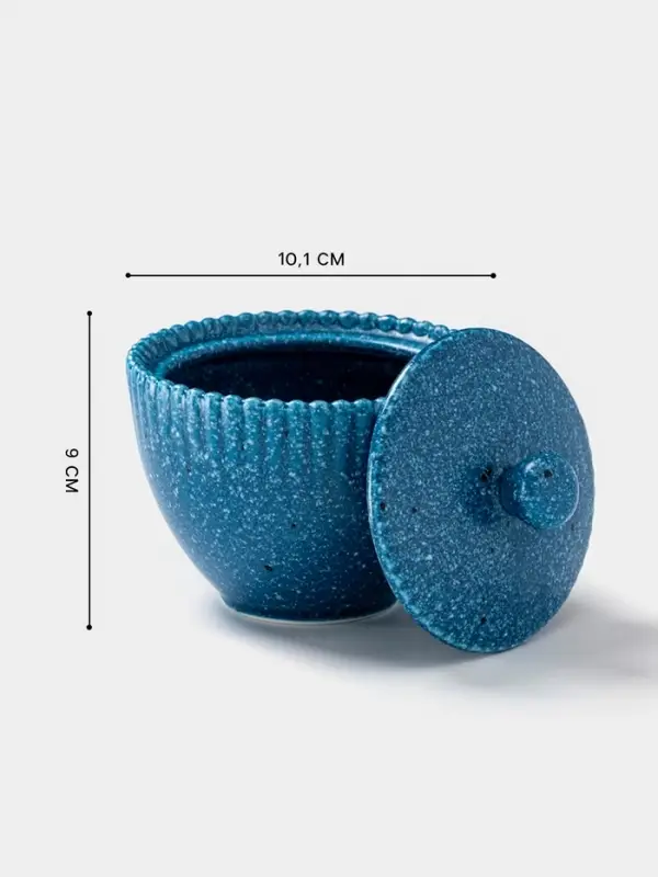 Сахарница Доляна &laquo;Коралл&raquo;, 300 мл, d=10.1 см, фарфор, синяя