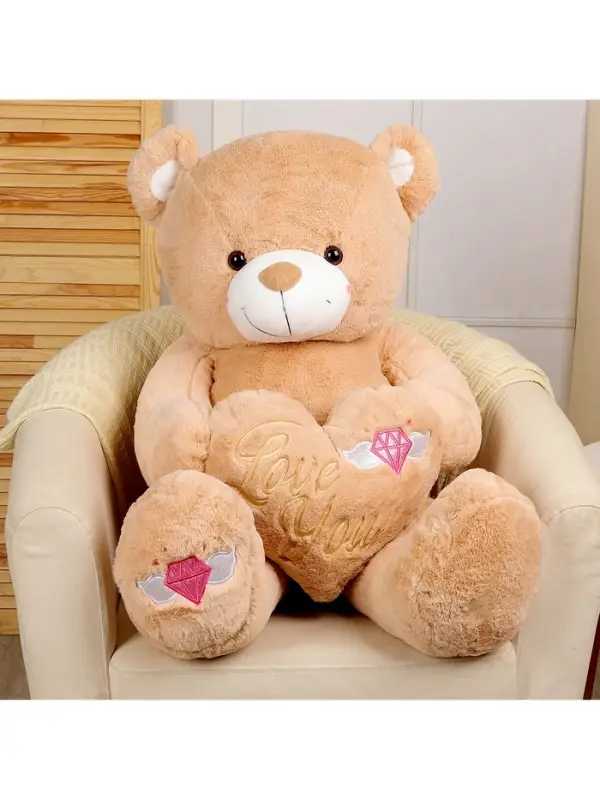 Мягкая игрушка &laquo;Медведь&raquo; с сердцем, 115 см, цвет бежевый