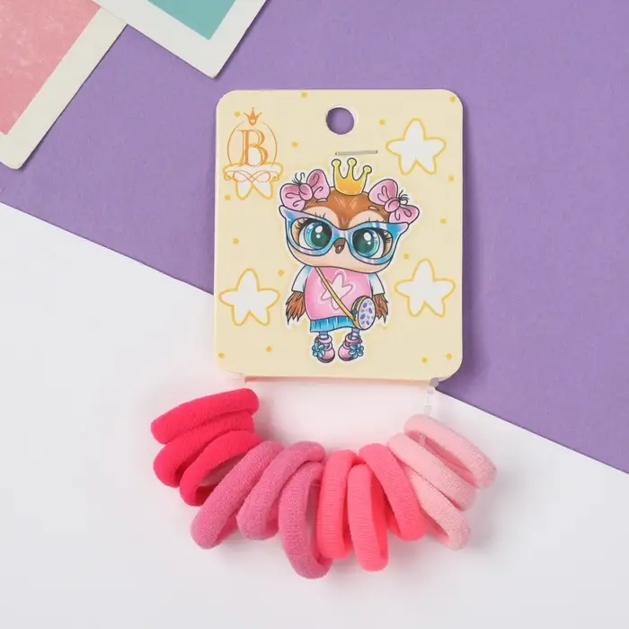 Резинка для волос  Резинка для волос "Венди" (набор 12 шт) королевна, 2,5 см, розовый