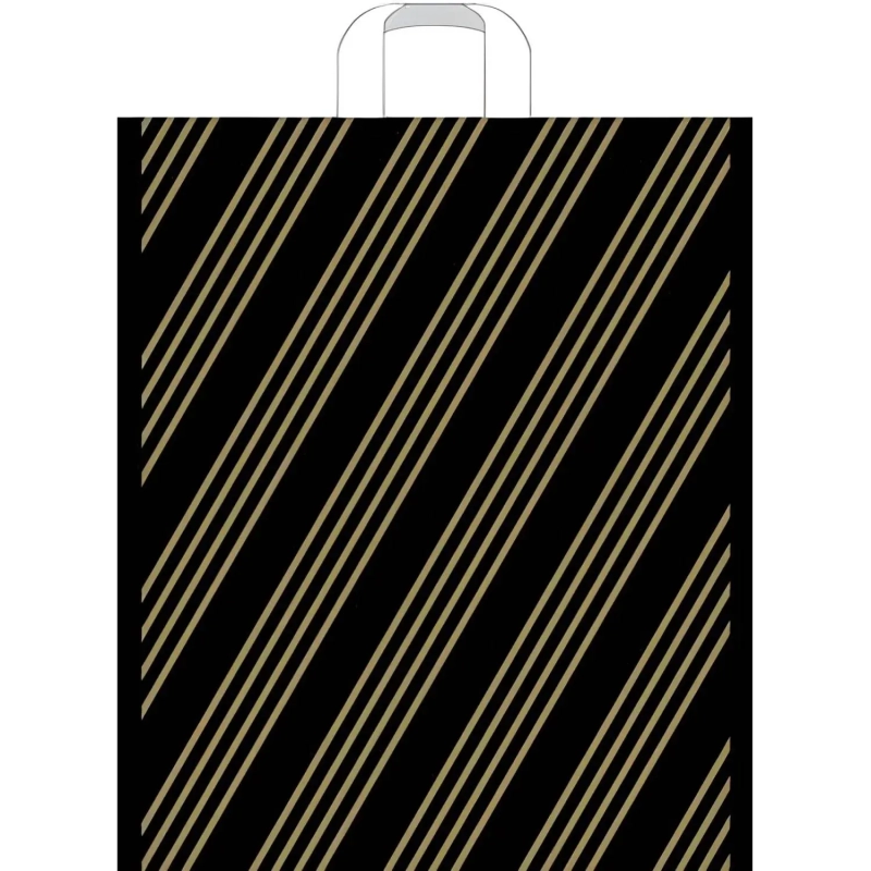 Пакет с петлевой ручкой 38х45+3 (35) Золотая полоса 50 шт/уп