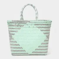 Сумка плетёная, 30&times;15&times;35 см, пластик, бирюзовая с чёрным