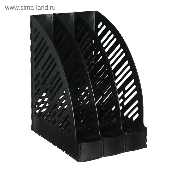 Лоток для бумаг А4, вертикальный, 3 отделения, чёрный