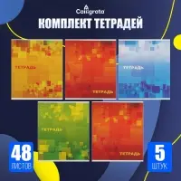Тетради 5 штук, 48 листов в клетку Calligrata &laquo;Графика&raquo;, серые листы