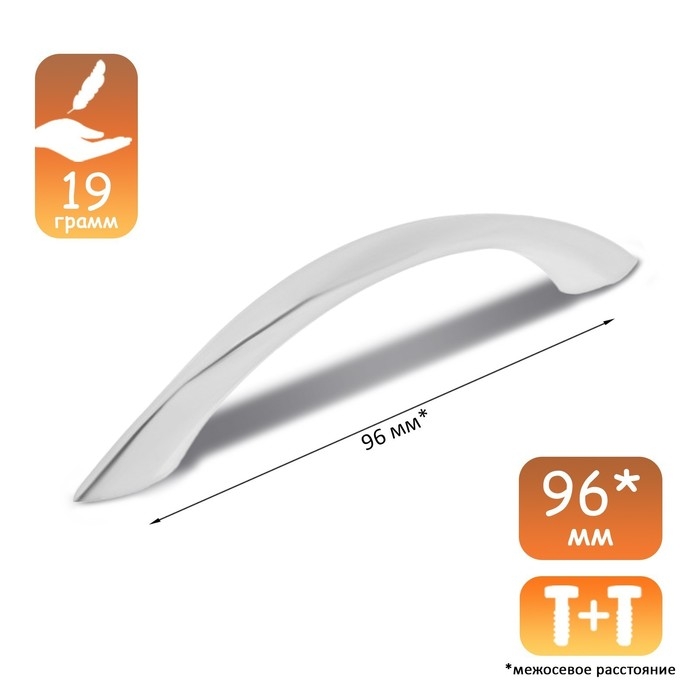 Ручка-скоба CAPPIO RSC014, м/о 96 мм, цвет хром, 4 шт.