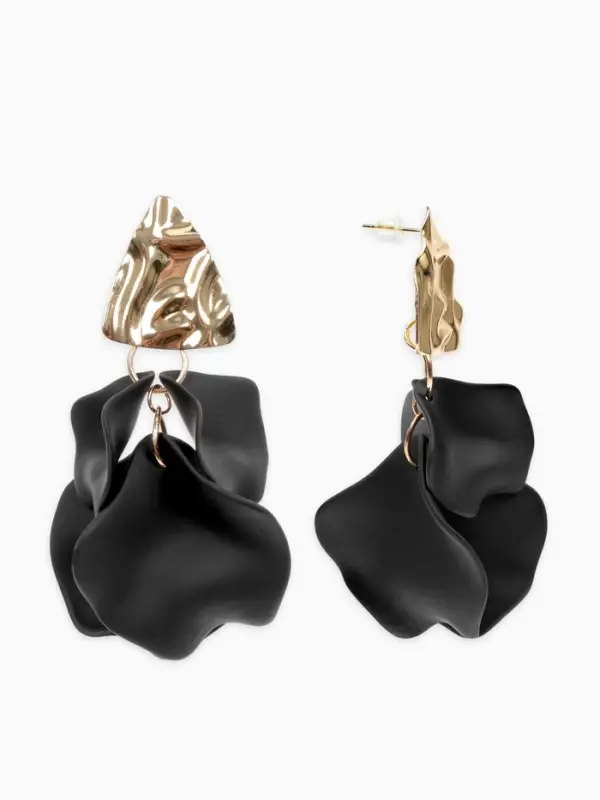 Серьги ассорти &laquo;Ветер&raquo;, мятые треугольники, цвет чёрно-золотой