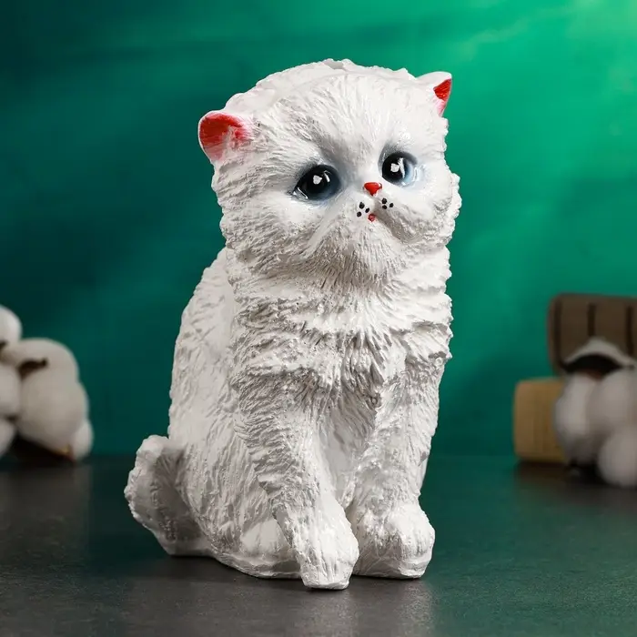 Копилка для денег &laquo;Котёнок&raquo;, гипс, белый, 16&times;12 см