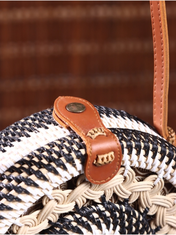 Сумка плетеная ротанг Сумка плетеная ротанг "Мандала" чёрно-белый, 20х6х70 см