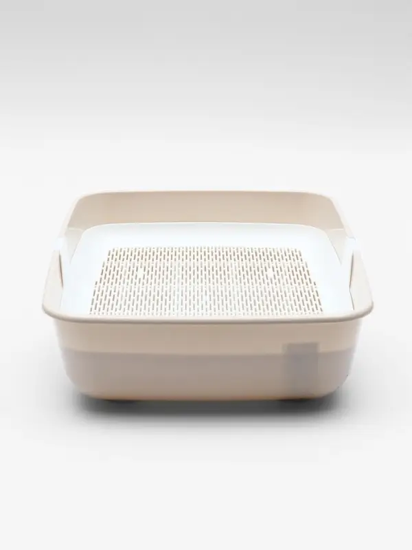 Лоток для кошек ALTA, 50&times;38&times;13.5 см, с сеткой, пластик, белый, бежевый