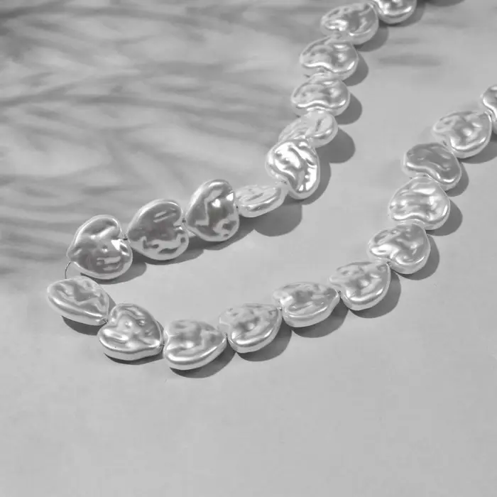 Бусины пластиковые на нити &laquo;Жемчуг&raquo;, 1.4&times;1.4&times;0.6 см, набор 90 шт., цвет белый