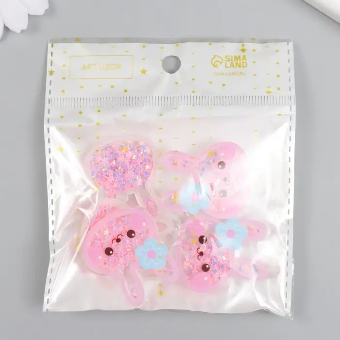 Шейкер для творчества акрил "Зайка с цветочком" с глиттером 0,5х3х3,5 см