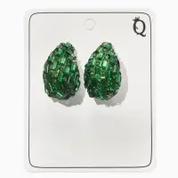 Серьги со стразами &laquo;Блеск&raquo; капля, цвет изумрудный