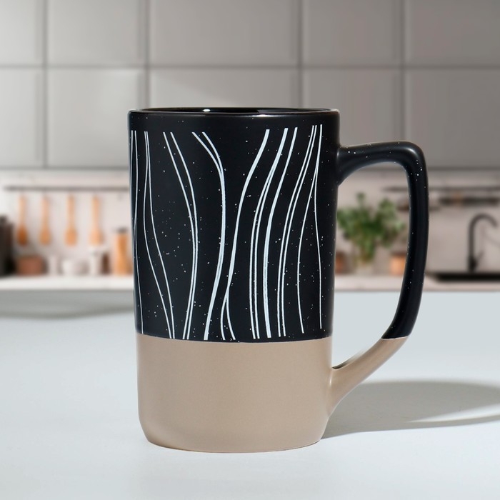 Кружка керамическая «Абстракция», 500 мл, цвет чёрный Кружка керамическая «Абстракция», 500 мл, цвет чёрный