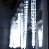 Гирлянда &laquo;Сосульки рифленые&raquo; 2.5&times;0.3 м, IP65, прозрачная нить, 192 LED, свечение белое с эффектом стекания, 12 В