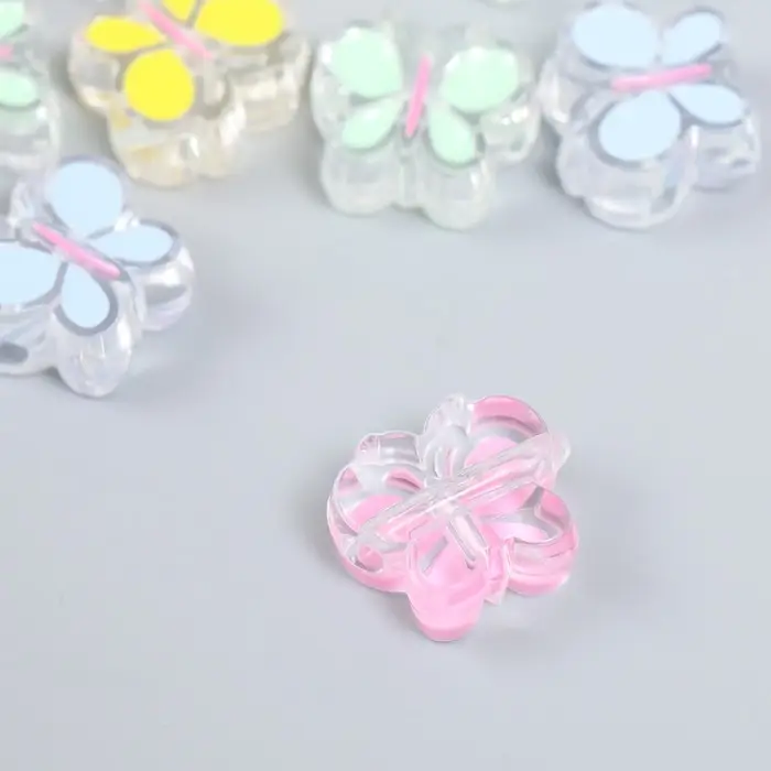 Бусина пластик "Летний бриз. Бабочка" глянец МИКС 2х1,8х0,9 см