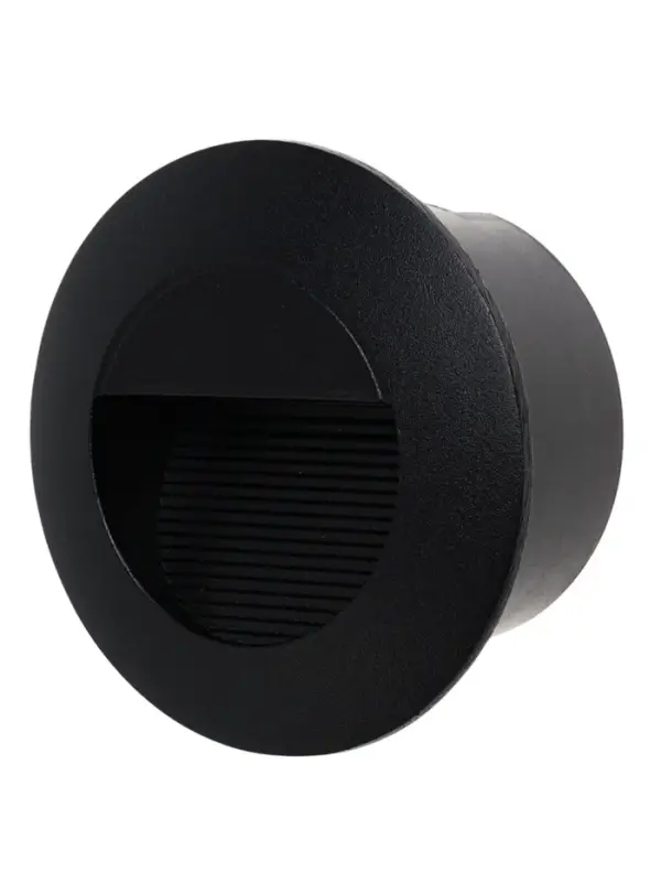 Встраиваемый светильник для лестницы, IP65, 3 Вт, 6500К, 50&times;50 мм, круглый, чёрный, свечение холодное белое