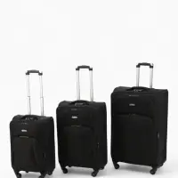 Чемодан 24", Текст, 42*26*66, отд на молнии, 2 нар/карм, увелич, код замок, 4 колеса, черный   10875