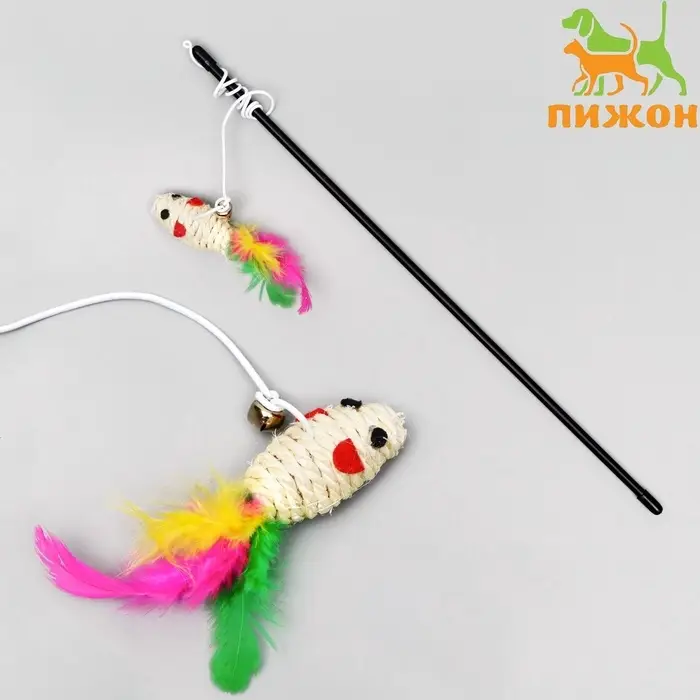 Дразнилка-удочка &laquo;Мышь из сизаля&raquo;, цвет МИКС